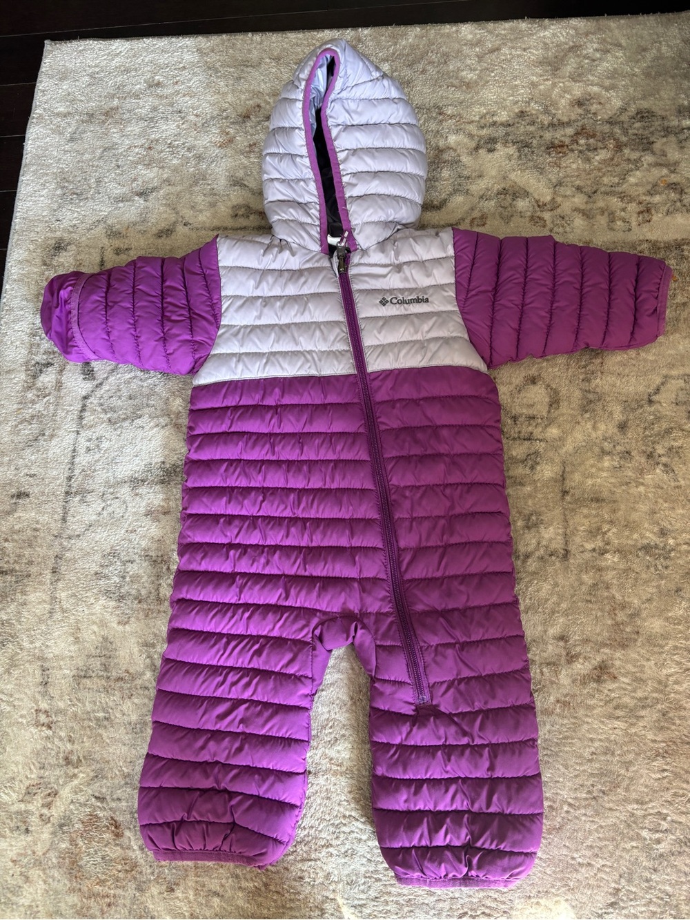 Columbia Purple & Light Gray Quilted One-Piece Snowsuit for Kids